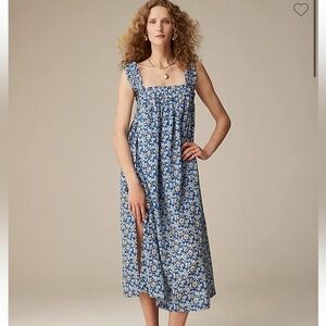 NWOT j crew Cotton voile ruffle-trim shift dress in cobalt floral